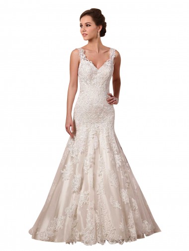 Sleeveless V-Neck Tulle & Lace Ivory Chapel Train Bridal Wedding Dress Cardiff