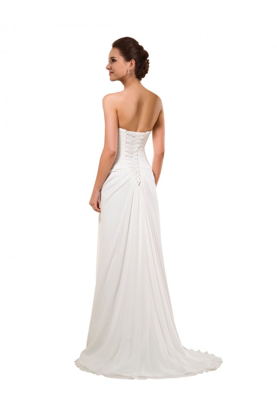 Sleeveless Sweetheart Soft Chiffon Ivory Chapel Train Wedding Gowns Cardiff