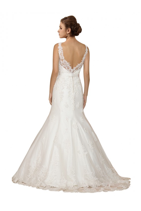 Cap Sleeves V-Neck Lace Ivory Chapel Train Wedding Dress Cardiff