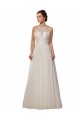 Sleeveless Illusion Neck Tulle Ivory Sweep Train Wedding Dress Cardiff