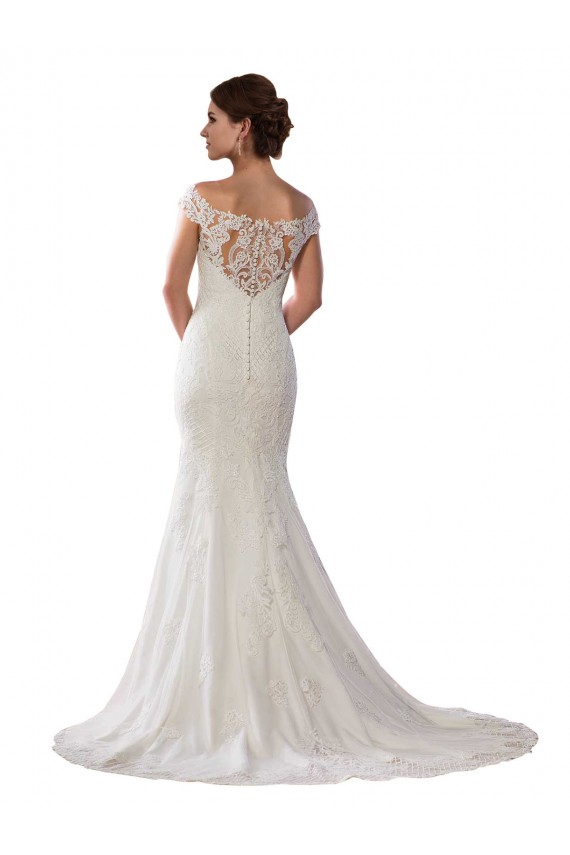 Cap Sleeves Off the Shoulder Lace Ivory Chapel Train Boho Wedding Dress Cardiff
