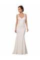 Sleeveless V-Neck Lace & Stretch Crepe Ivory Chapel Train Sexy Wedding Dress Cardiff