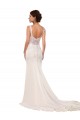 Sleeveless V-Neck Lace & Stretch Crepe Ivory Chapel Train Sexy Wedding Dress Cardiff