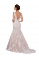 Sleeveless V-Neck Lace Ivory & Champagne Chapel Train Modern Wedding Dress Cardiff