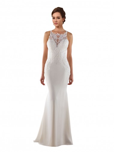 Sleeveless Sweetheart Lace & Stretch Crepe Ivory Sweep Train Modern Wedding Dress Cardiff