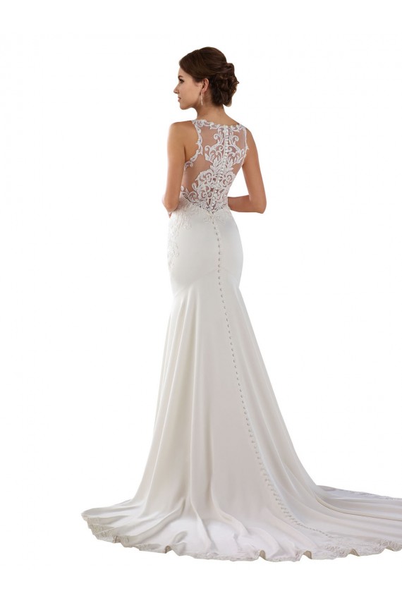 Sleeveless Sweetheart Lace & Stretch Crepe Ivory Sweep Train Modern Wedding Dress Cardiff