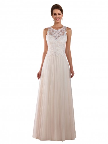 Sleeveless High Neck Tulle & Lace Ivory Chapel Train Boho Wedding Dress Cardiff