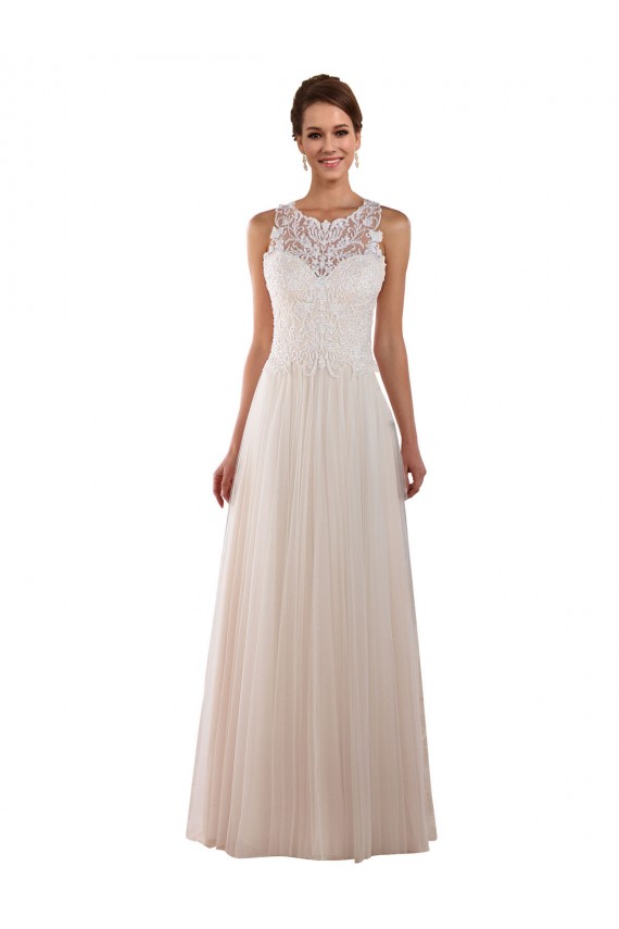 Sleeveless High Neck Tulle & Lace Ivory Chapel Train Boho Wedding Dress Cardiff