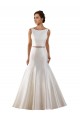 Sleeveless Bateau Neck Satin Ivory Chapel Train Modern Wedding Dress Cardiff