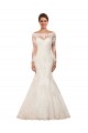 Long Sleeves Bateau Neck Lace Ivory Chapel Train Sexy Wedding Dress Cardiff
