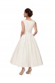 Sleeveless V-Neck Satin Ivory Ankle Length Wedding Dress Cardiff