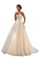 Sleeveless Sweetheart Tulle & Lace Ivory & Champagne Ball Gown Chapel Train Wedding Dress Cardiff