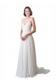 Sleeveless V-Neck Soft Chiffon & Lace Ivory Chapel Train Beach Wedding Dress Cardiff