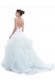 Sleeveless Sweetheart Tulle White Chapel Train Beach Wedding Dress Cardiff