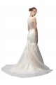 Sleeveless Illusion Neck Tulle & Lace Ivory Sweep Train Wedding Dress Cardiff