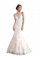 Sleeveless Illusion Neck Tulle & Lace Ivory & Champagne Cathedral Train Wedding Dress Cardiff