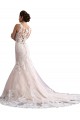 Sleeveless Illusion Neck Tulle & Lace Ivory & Champagne Cathedral Train Wedding Dress Cardiff
