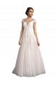 Cap Sleeves Illusion Neck Tulle & Lace Ivory & Champagne Cathedral Train Beach Wedding Dress Cardiff