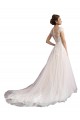 Cap Sleeves Illusion Neck Tulle & Lace Ivory & Champagne Cathedral Train Beach Wedding Dress Cardiff