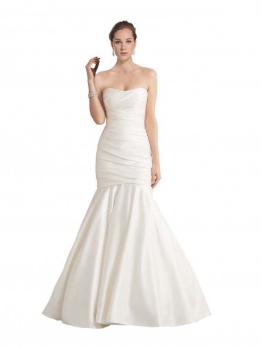 Sleeveless Strapless Satin Ivory Chapel Train Beach Wedding Dress Cardiff