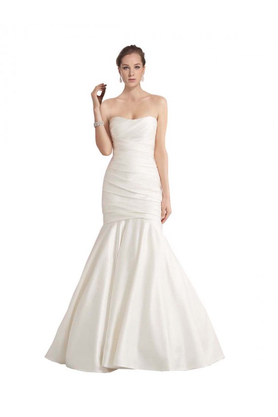 Sleeveless Strapless Satin Ivory Chapel Train Beach Wedding Dress Cardiff