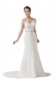 Sleeveless Sweetheart Soft Chiffon White Chapel Train Beach Wedding Dress Cardiff