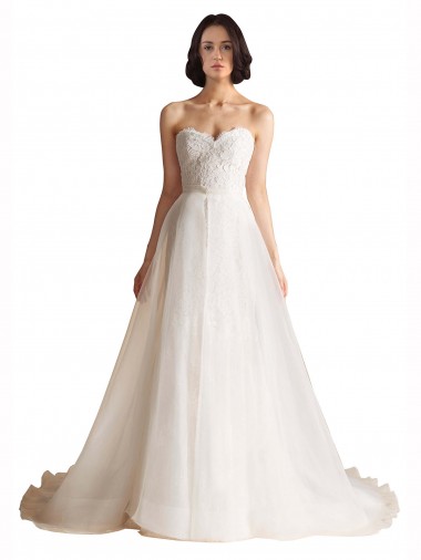 Sleeveless Sweetheart Tulle Ivory Sweep Train Bridal Wedding Dress Cardiff