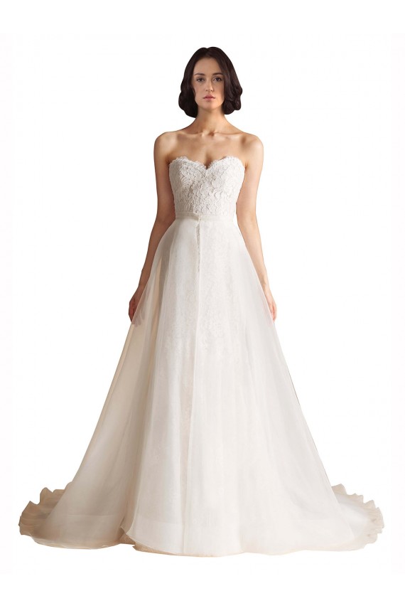 Sleeveless Sweetheart Tulle Ivory Sweep Train Bridal Wedding Dress Cardiff