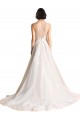 Sleeveless Illusion Neck Tulle Ivory Chapel Train Wedding Dress Cardiff