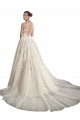 Sleeveless Illusion Neck Tulle Ivory & Champagne Chapel Train Wedding Dress Cardiff