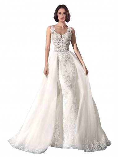 Sleeveless Sweetheart Tulle & Lace White Mermaid Chapel Train Wedding Dress Cardiff