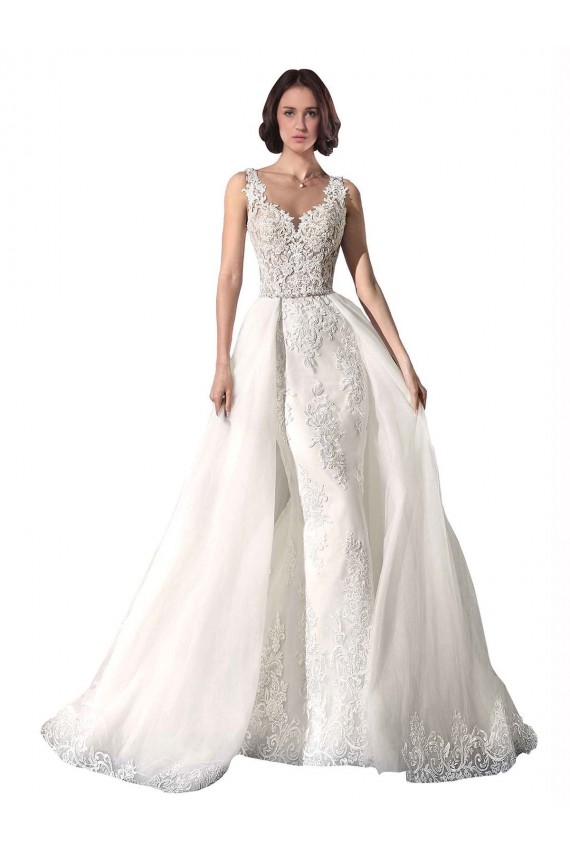 Sleeveless Sweetheart Tulle & Lace White Mermaid Chapel Train Wedding Dress Cardiff