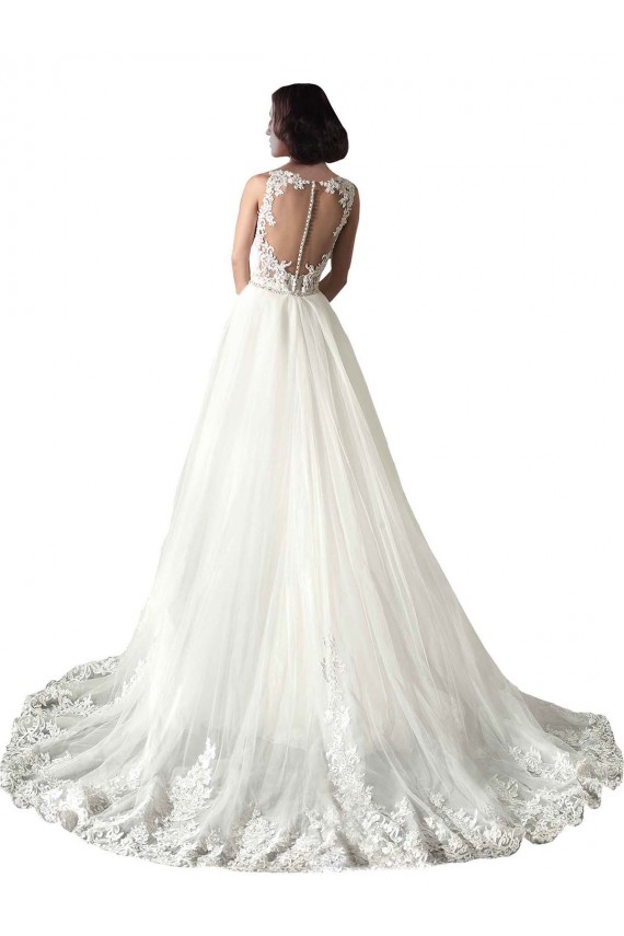 Sleeveless Sweetheart Tulle & Lace White Mermaid Chapel Train Wedding Dress Cardiff