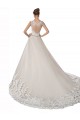 Sleeveless Sweetheart Tulle & Lace Ivory & Champagne Chapel Train Wedding Dress Cardiff