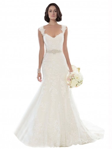 Sleeveless Off the Shoulder Lace White Chapel Train Beach Wedding Dress Cardiff