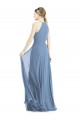 Sleeveless Halter Neck Soft Chiffon Dusty Blue Long Semi Formal Evening Dress / Bridesmaid Dress Cardiff