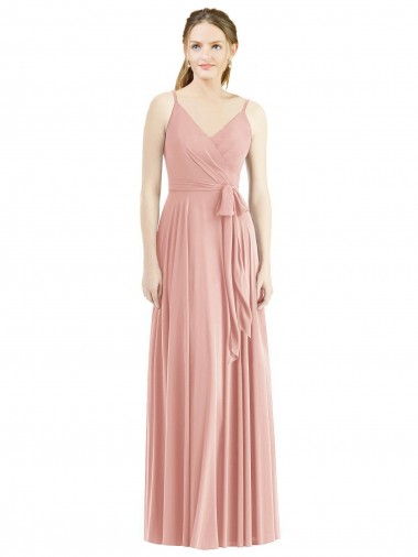 Sleeveless V-Neck Soft Chiffon Bliss Pink Long Formal Dress / Bridesmaid Dress Cardiff