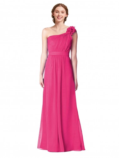 Sleeveless One Shoulder Soft Chiffon Azalea Long Bridesmaid Gown Cardiff