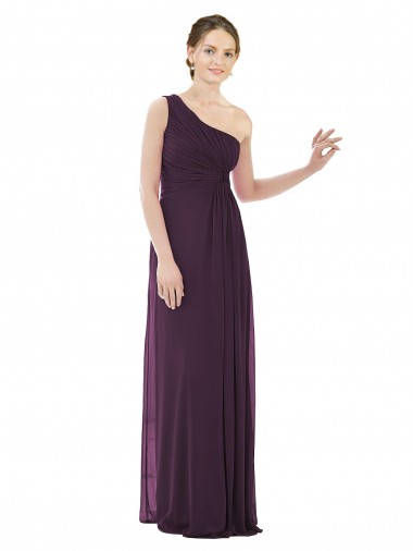 Sleeveless One Shoulder Soft Chiffon Grape Long Evening Dress / Bridesmaid Dress Cardiff