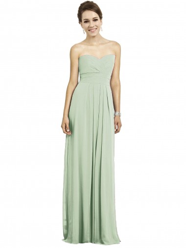 Sleeveless Sweetheart Soft Chiffon Sage Long Bridesmaid Dress Cardiff