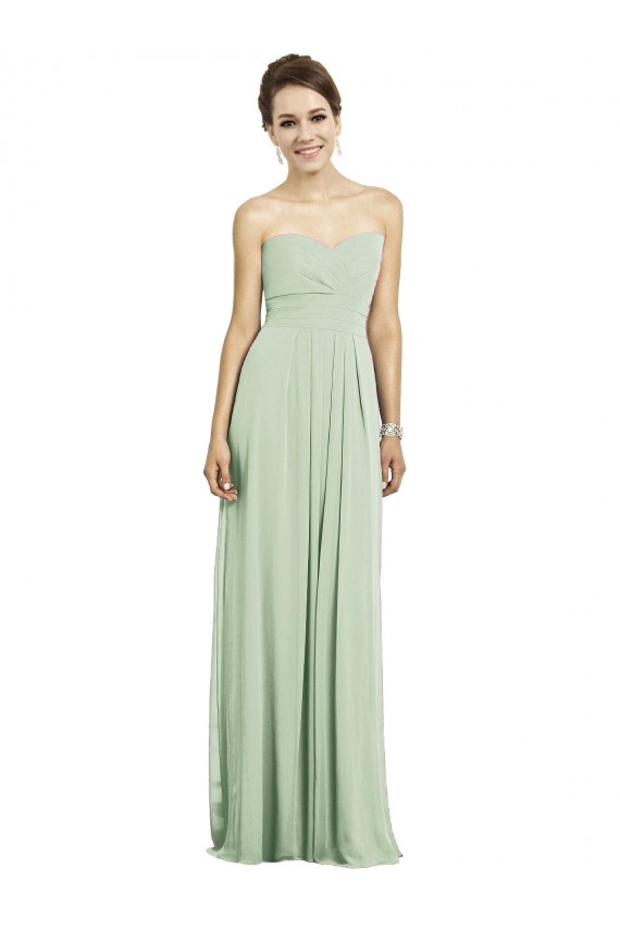 Sleeveless Sweetheart Soft Chiffon Sage Long Bridesmaid Dress Cardiff
