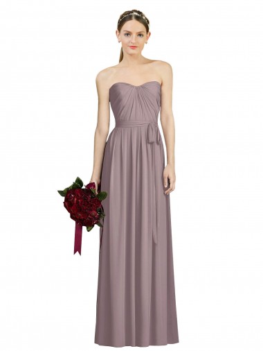 Sleeveless Sweetheart Soft Chiffon Dusty Rose Long Bridesmaid Dress Cardiff
