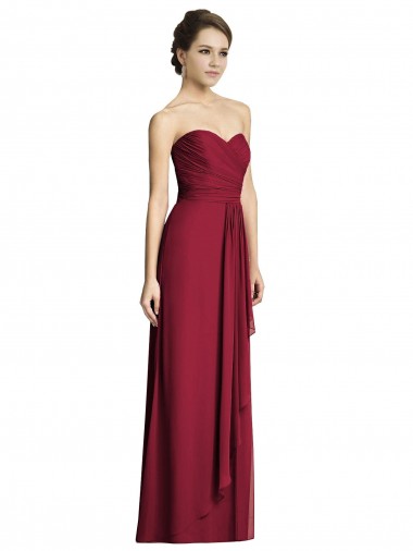 Sleeveless Sweetheart Soft Chiffon Burgundy A-Line Long Formal Dress / Bridesmaid Dress Cardiff