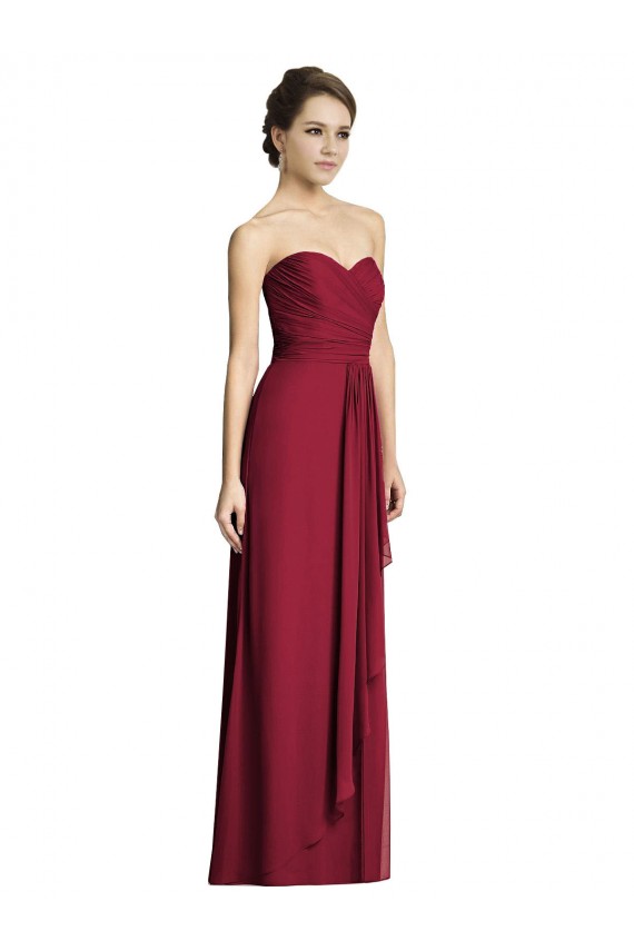 Sleeveless Sweetheart Soft Chiffon Burgundy A-Line Long Formal Dress / Bridesmaid Dress Cardiff