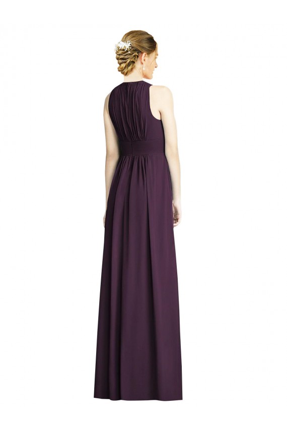 Sleeveless V-Neck Soft Chiffon Grape Long Bridesmaid Dress Cardiff