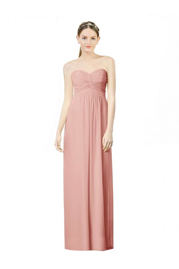 Sleeveless Sweetheart Soft Chiffon Bliss Pink Long Bridesmaid Dress Cardiff