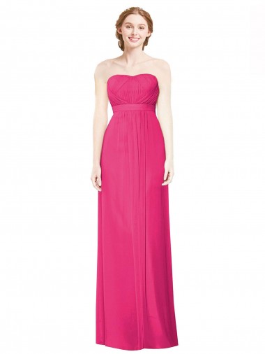 Sleeveless Strapless Soft Chiffon Azalea Long Bridesmaid Dress Cardiff