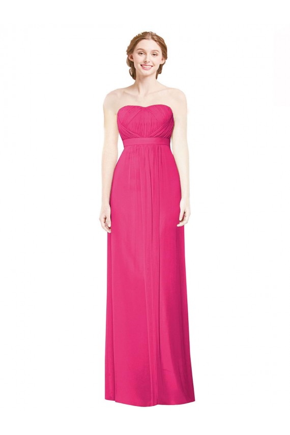 Sleeveless Strapless Soft Chiffon Azalea Long Bridesmaid Dress Cardiff