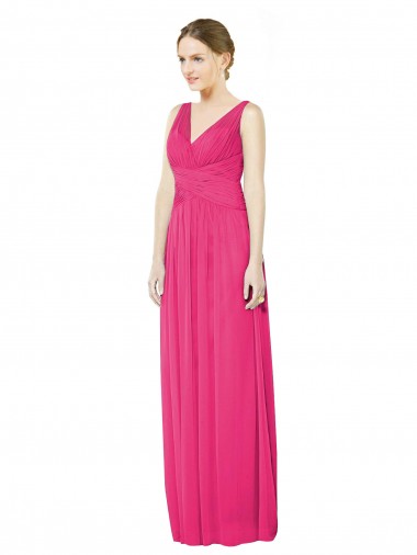 Sleeveless V-Neck Soft Chiffon Azalea Long Bridesmaid Dress Cardiff