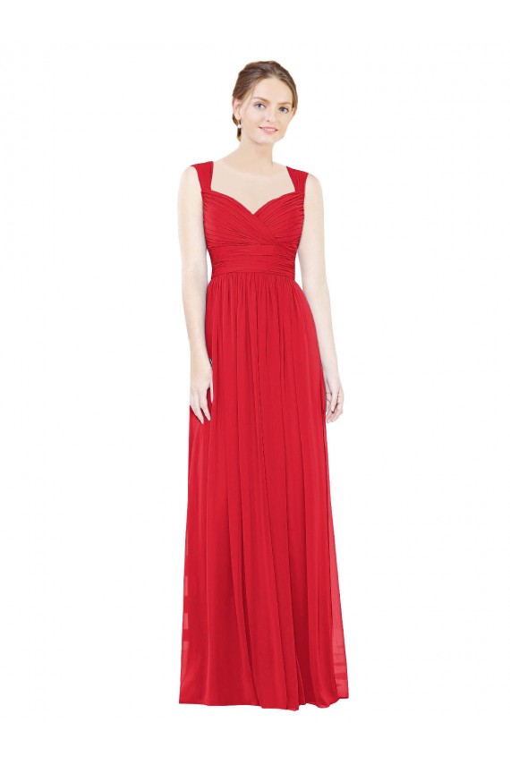 Sleeveless Sweetheart Chiffon Red Long Bridesmaid Dress / Evening Dress Cardiff